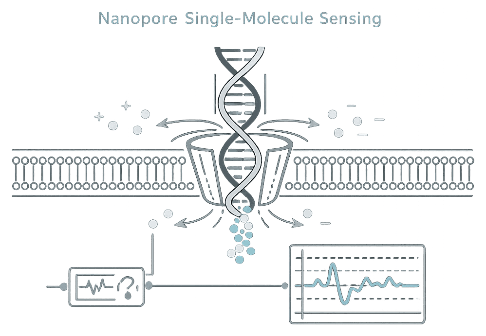 Nanopore Single-Molecule Sensing schematic illustration